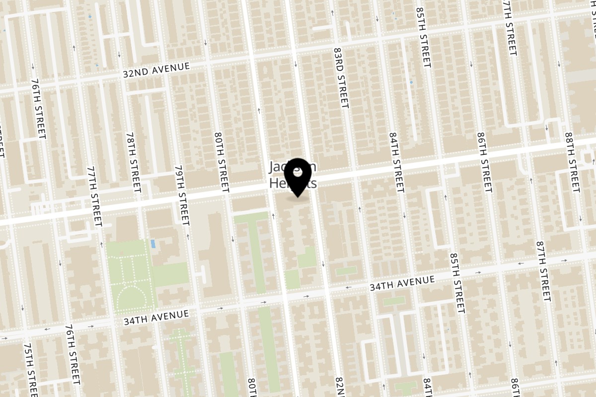 Map showing the location of My Black Thai on 81-16 Northern Blvd in Jackson Heights
